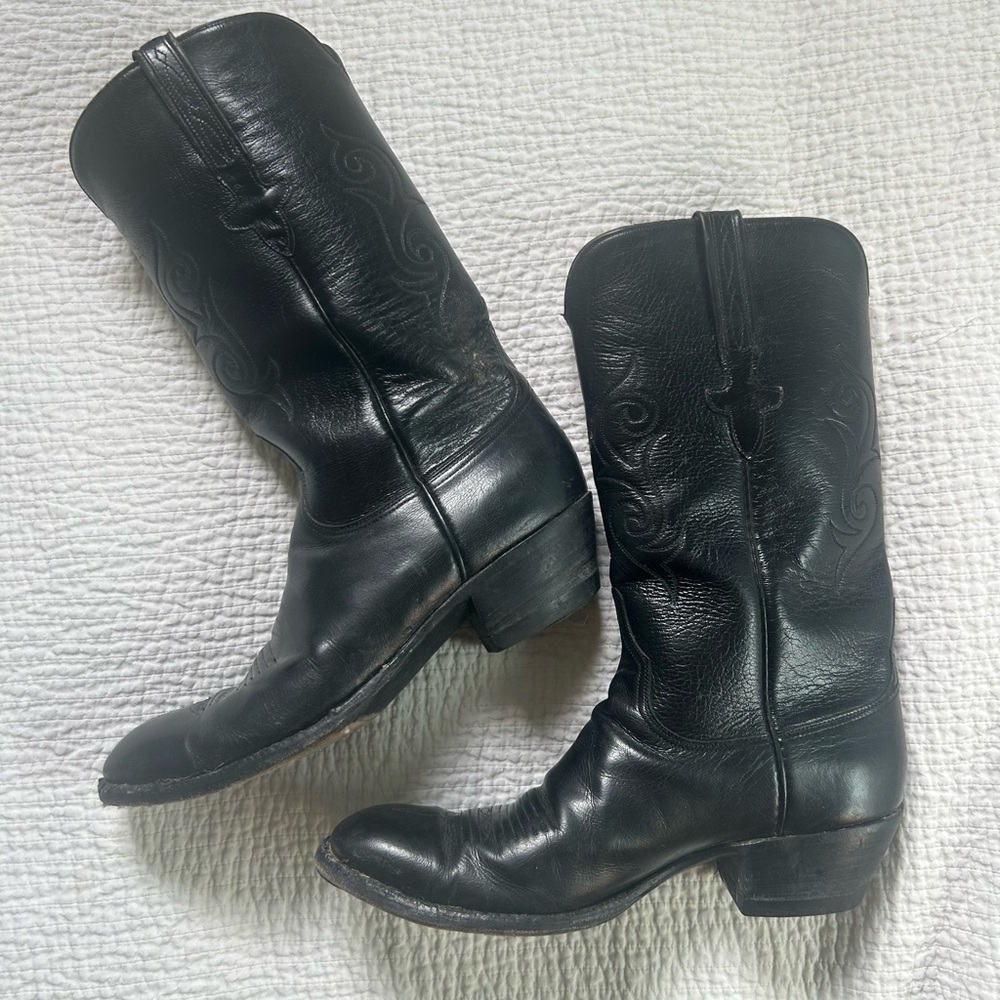 Vintage Lucchese Black Cowboy Boots